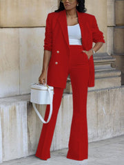 Women's Blazer And Pants Set 2023 Autumn New Fashion Solid Casual Suit Wide Leg Pants Elegant White Suits Fall Outfits 2023