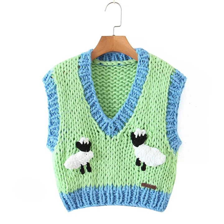 Lorena Handmade Sheep Crop Sweater Vest