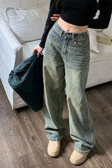 Y2K Baggy Casual Wide Leg Jeans Women Streetwear All-Match Washed Denim Trousers Female Vintage 90S High Waist Straight Pants