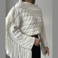 Juliana Tassel Sleeve Cable Knit Sweater