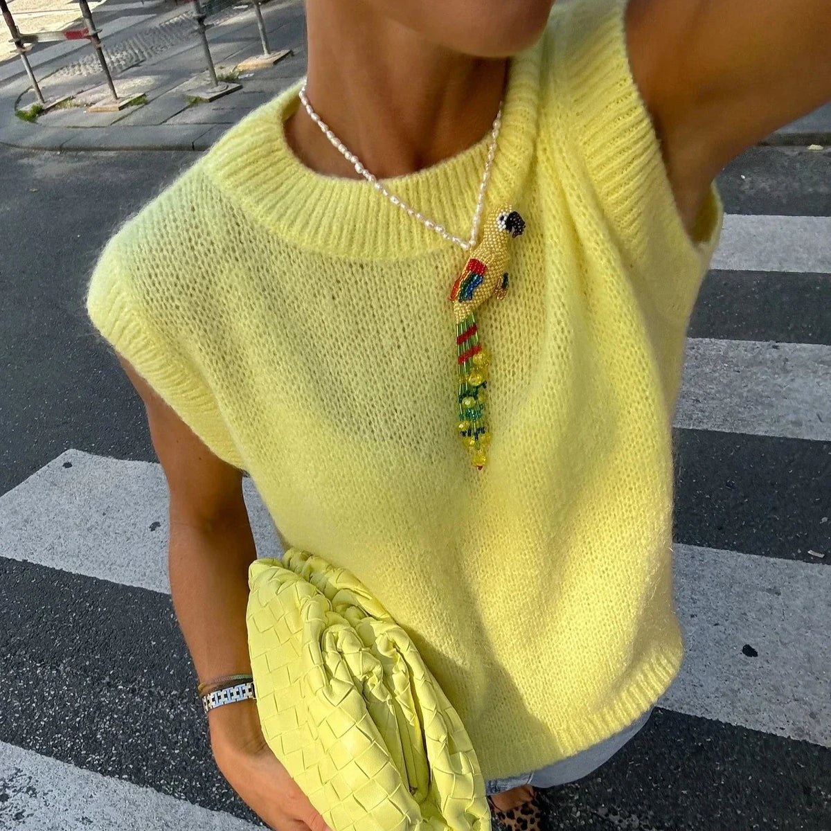 Wendy Yellow Sleeveless Vest Sweater