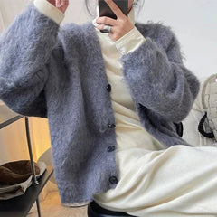 Marie Fuzzy Cardigan Sweater