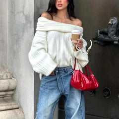 Ciela Off Shoulder Ribbed Sweater