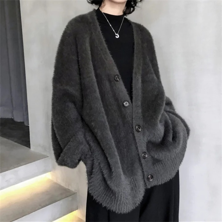 Nora Oversized Faux Mink Fur Cardigan