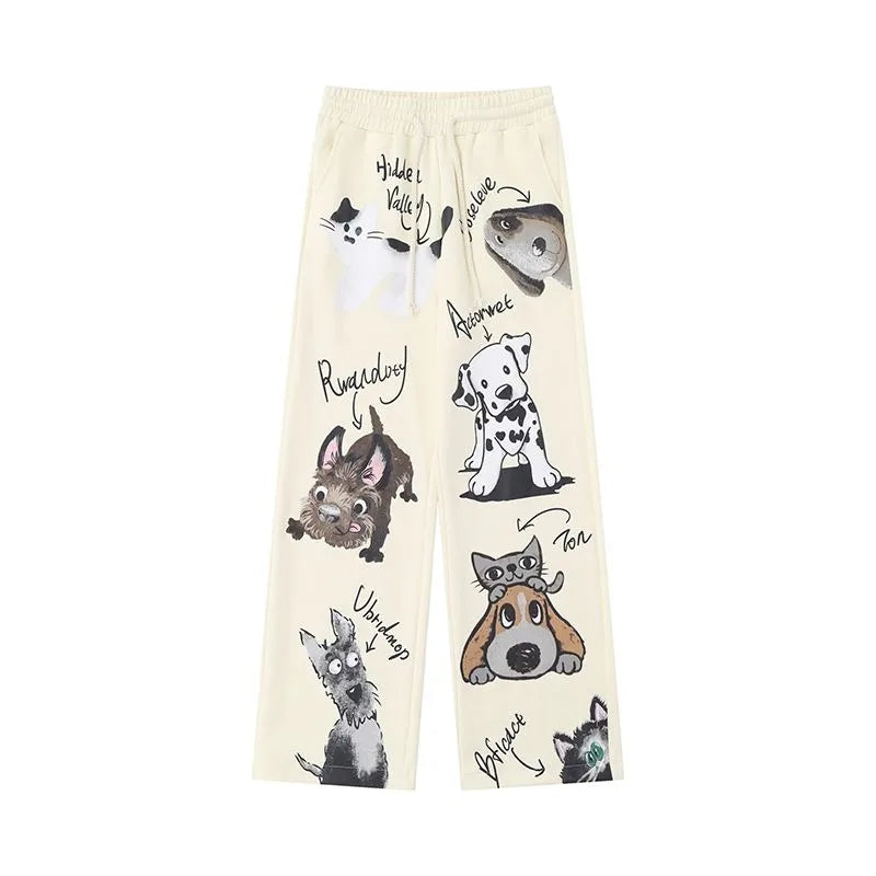 Harajuku Graffiti Women's Sweatpants Gray Kawaii Baggy Korean Fashion Sport Jogger Pants Vintage Cute Trousers Hippie New