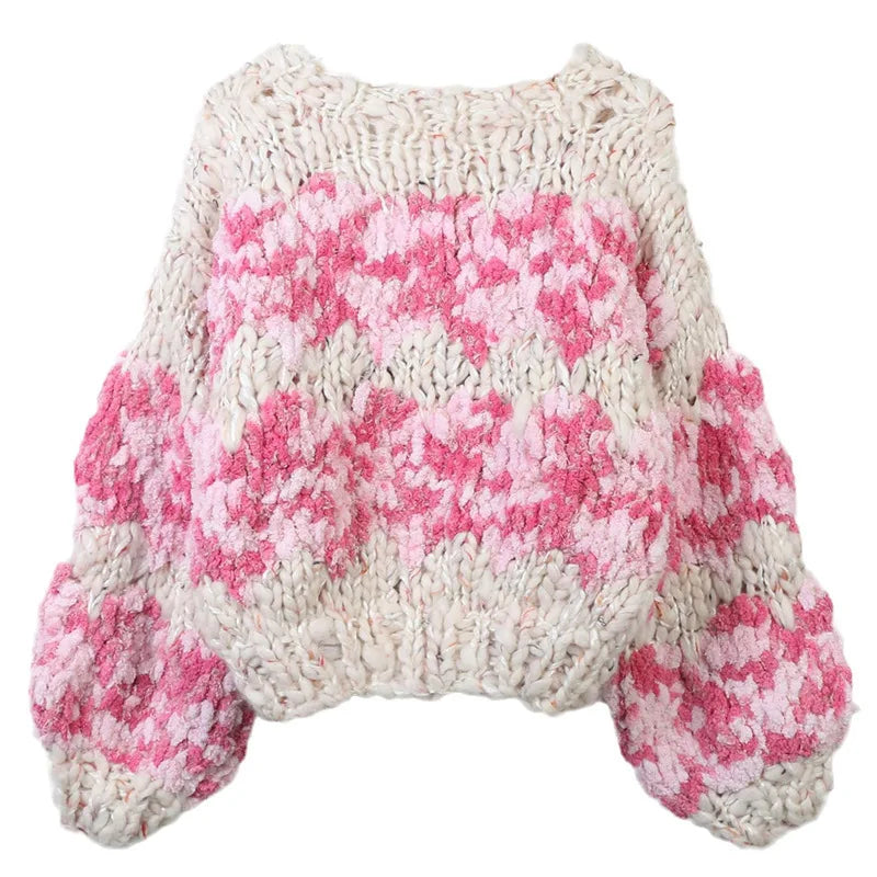 Sweet Floral Hand Crochet Chunky Cardigan