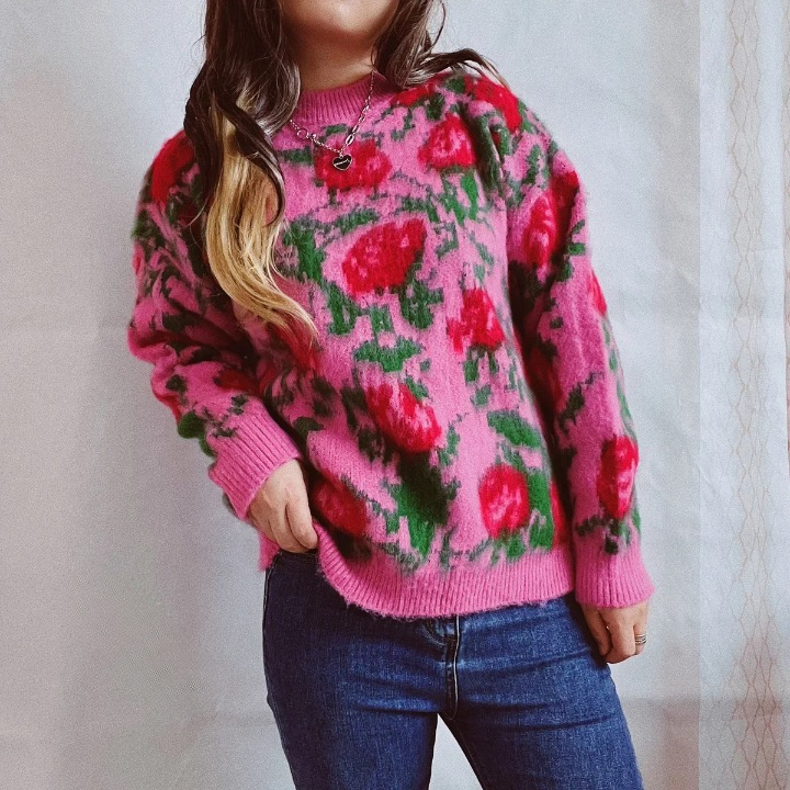 Ina Floral Fuzzy Sweater - 2 Colors