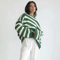 Anneli Striped Knit Oversized Sweater