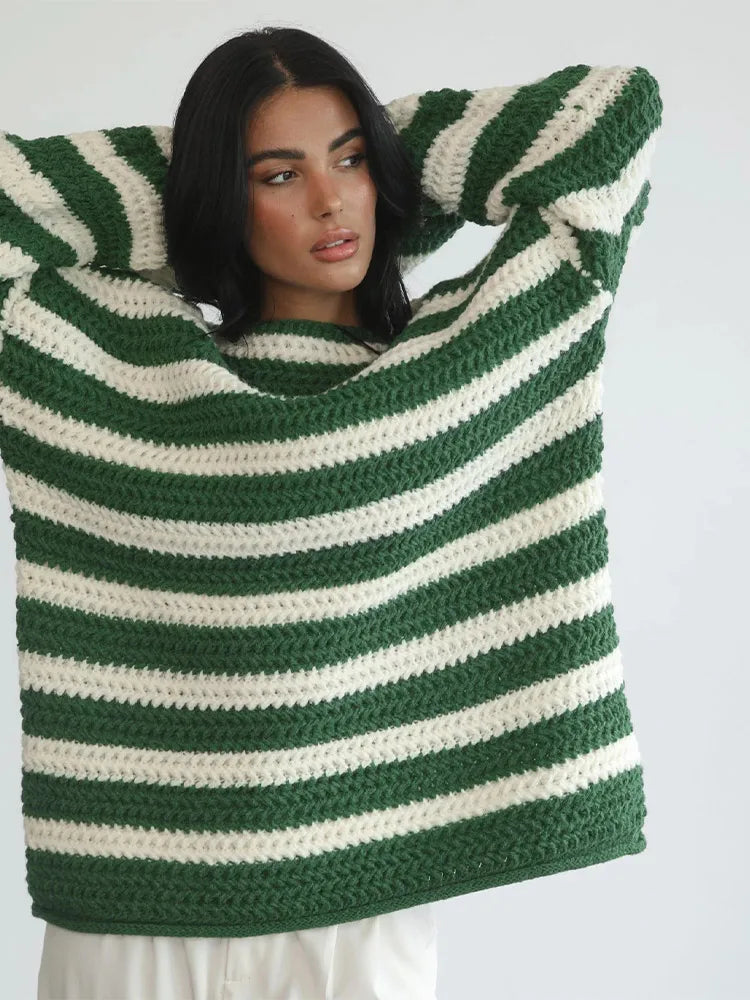 Anneli Striped Knit Oversized Sweater