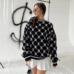 Oversized Monogram Prints Sweaters - 4 Colors