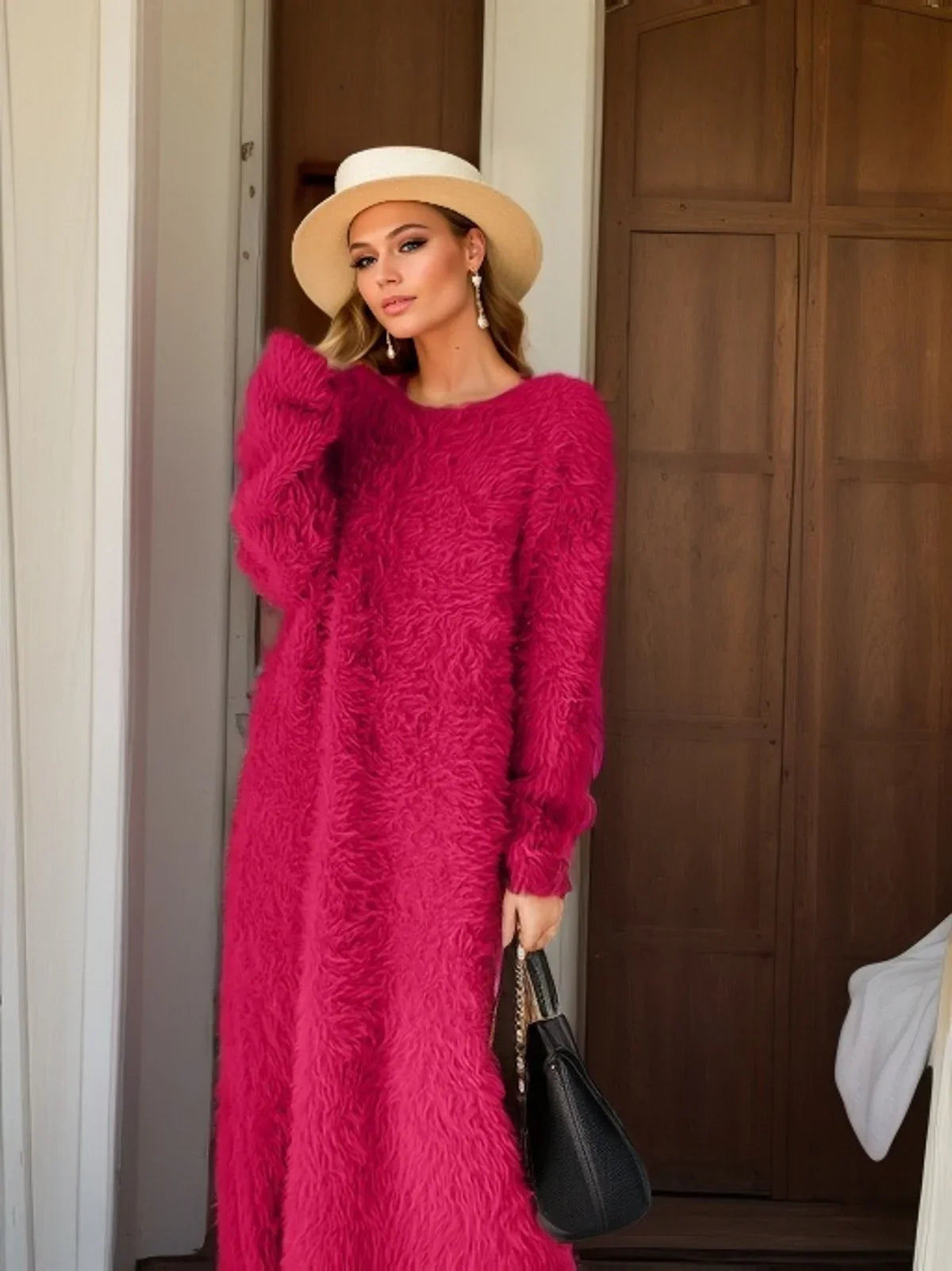 Calie Feather Fuzzy Maxi Sweater Dress