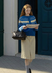 Emerlyn Blue Fair Isle Cardigan Sweater