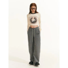 Vintage Striped Pants Women Winter Y2k Harajuku Loose Korean Fashion Straight Trousers Autumn 90s Aesthetic Casual Jogging