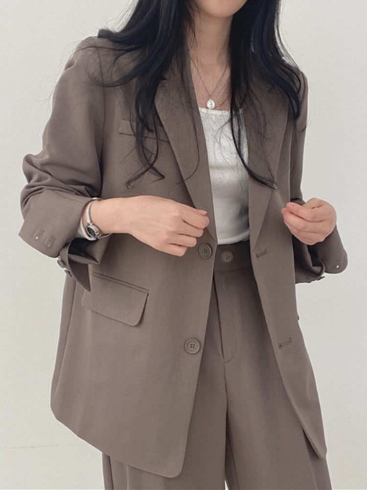 Sets Of Women 2 Pieces Elegant Suit Jacket Womens 2024 Autumn New Korean Fashion Coat Casual Pants Set Fall Outfits