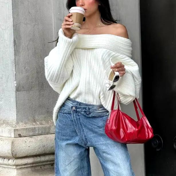 Ciela Off Shoulder Ribbed Sweater