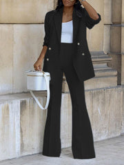 Women's Blazer And Pants Set 2023 Autumn New Fashion Solid Casual Suit Wide Leg Pants Elegant White Suits Fall Outfits 2023