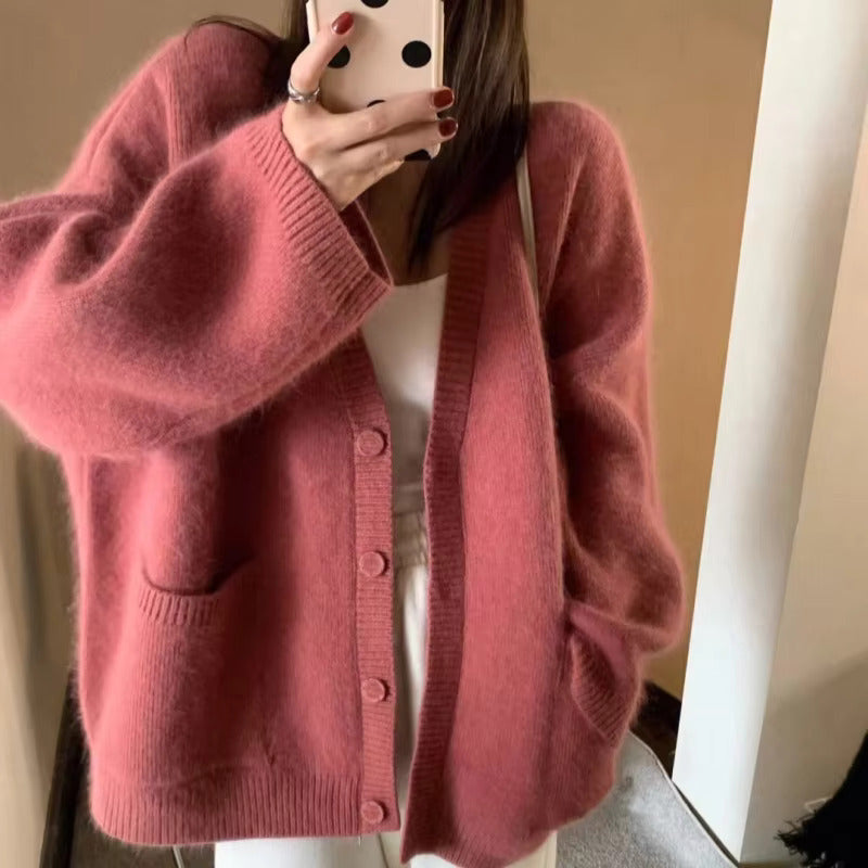 Basic Solid Color Boxy Knit Cardigan - 6 Colors