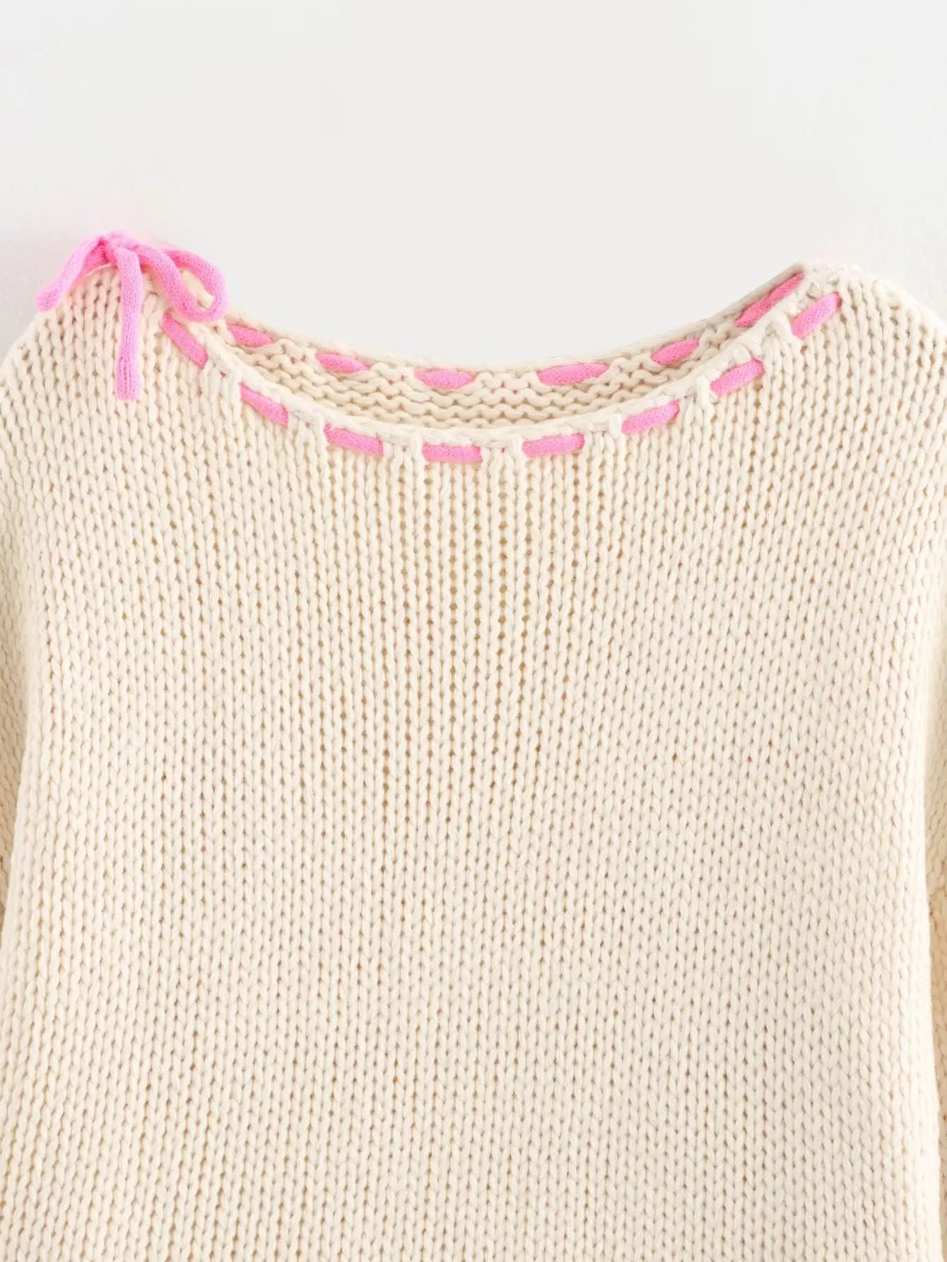 Lucy Pink Bow Trim Sweater