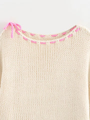 Lucy Pink Bow Trim Sweater