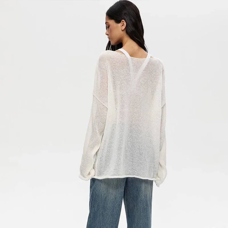 Carina Loose Long Sleeve Mesh Sweater