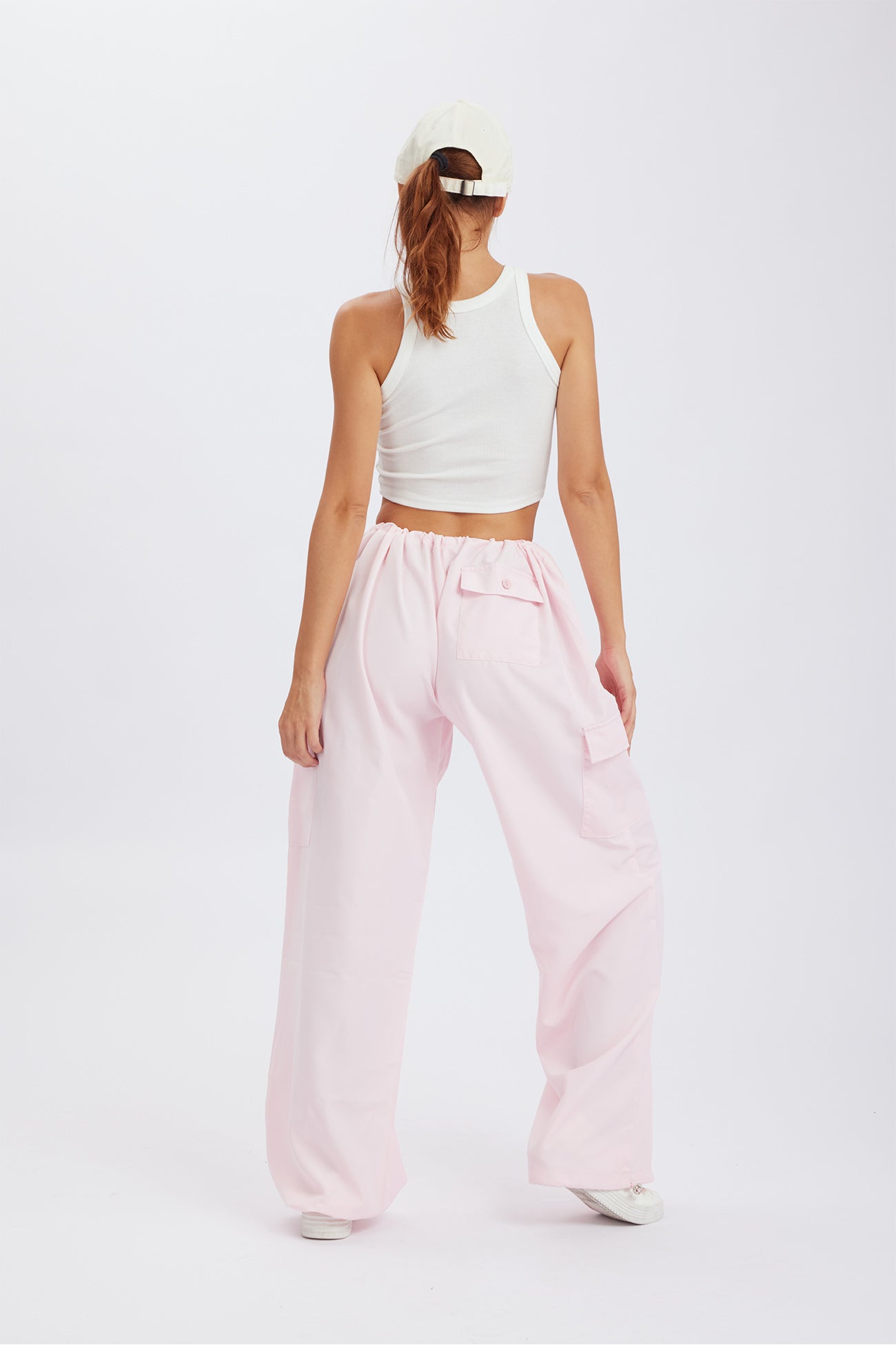 Solid Color High Waist Cargo Pants