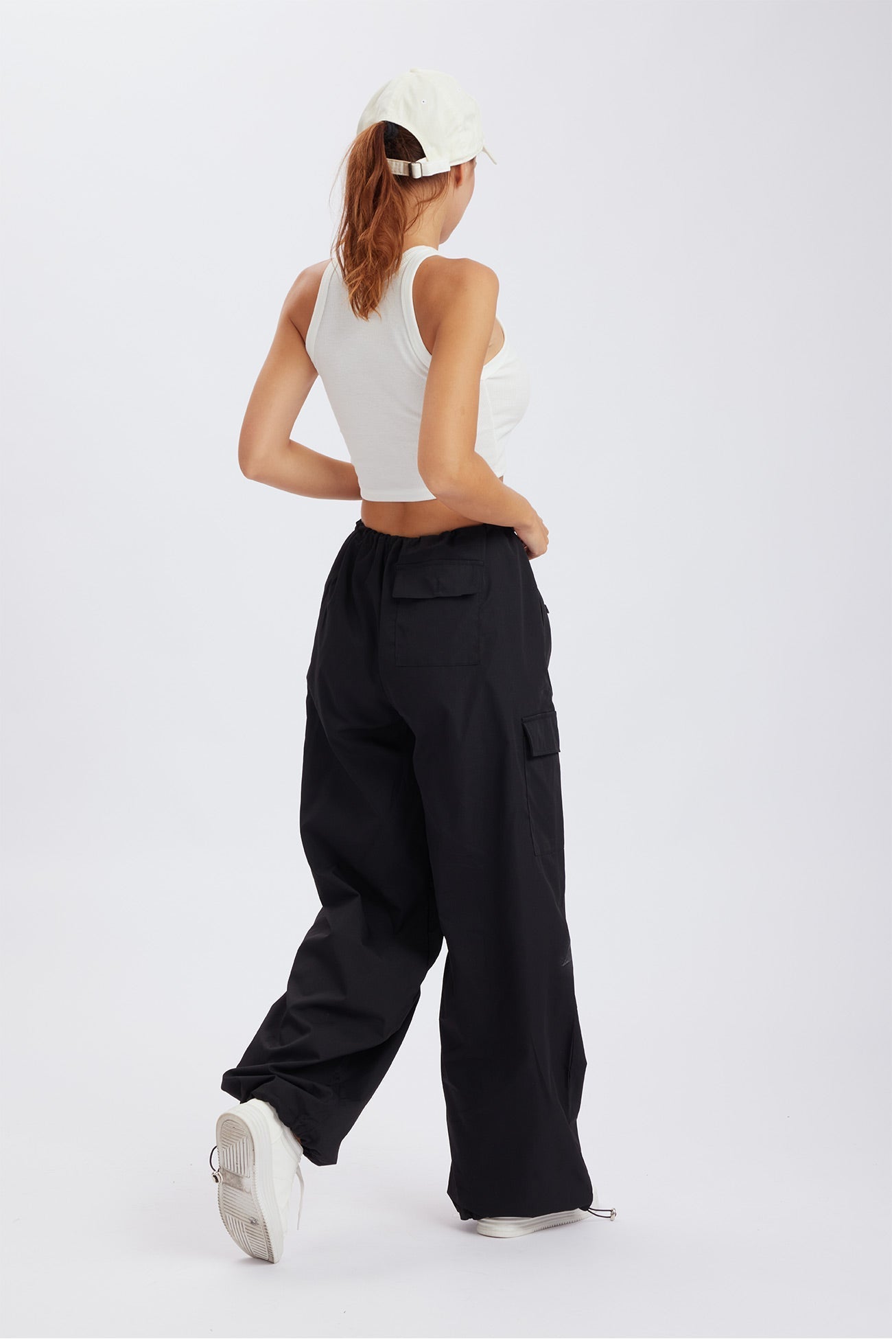 Solid Color High Waist Cargo Pants