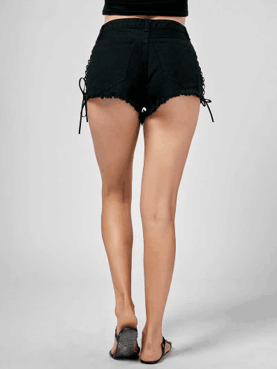 Stunning High Waisted Lace Up Denim Shorts