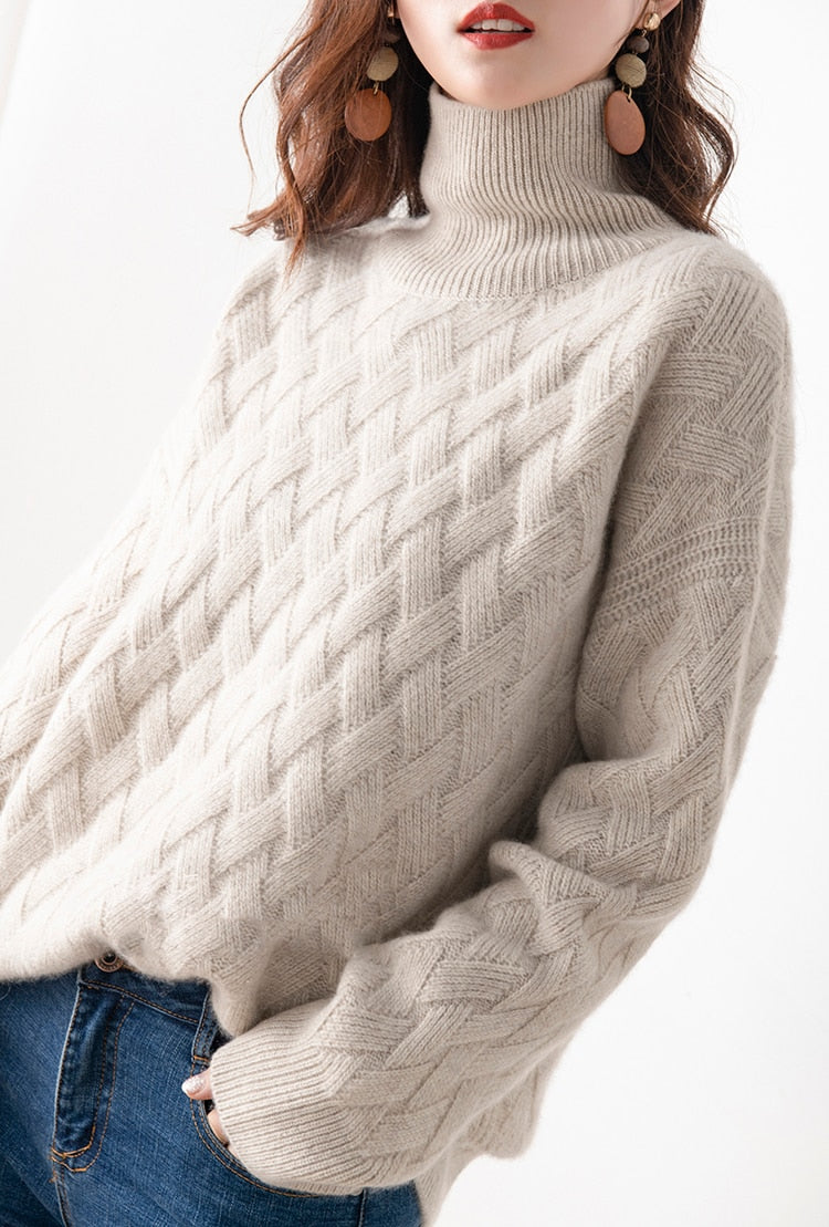 Vera Cable Cashmere Turtleneck Sweaters - 3 Colors