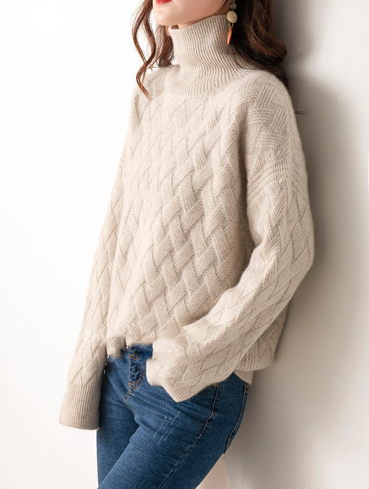 Vera Cable Cashmere Turtleneck Sweaters - 3 Colors