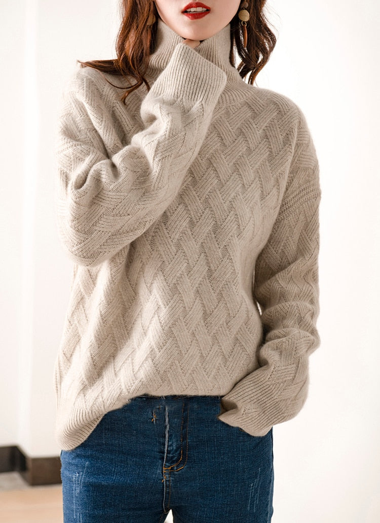 Vera Cable Cashmere Turtleneck Sweaters - 3 Colors