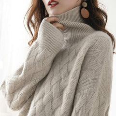 Vera Cable Cashmere Turtleneck Sweaters - 3 Colors