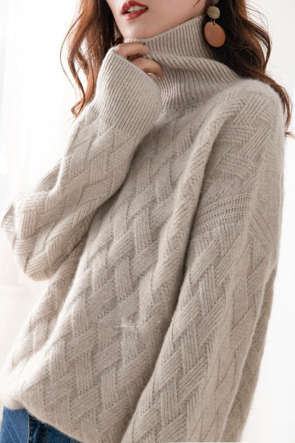 Vera Cable Cashmere Turtleneck Sweaters - 3 Colors