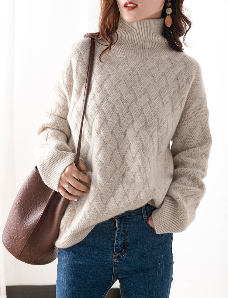 Vera Cable Cashmere Turtleneck Sweaters - 3 Colors