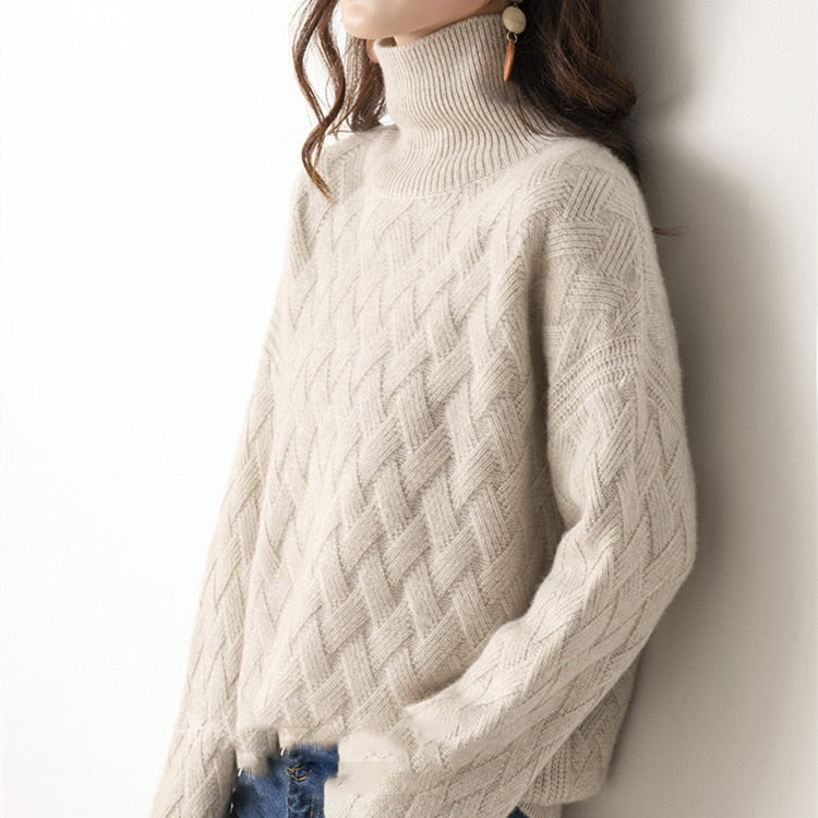 Vera Cable Cashmere Turtleneck Sweaters - 3 Colors