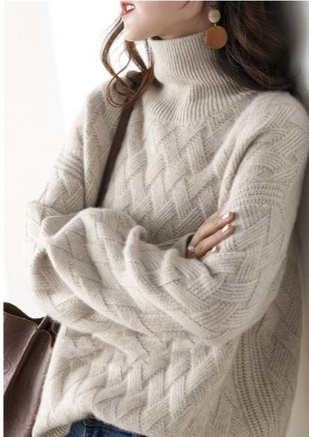 Vera Cable Cashmere Turtleneck Sweaters - 3 Colors