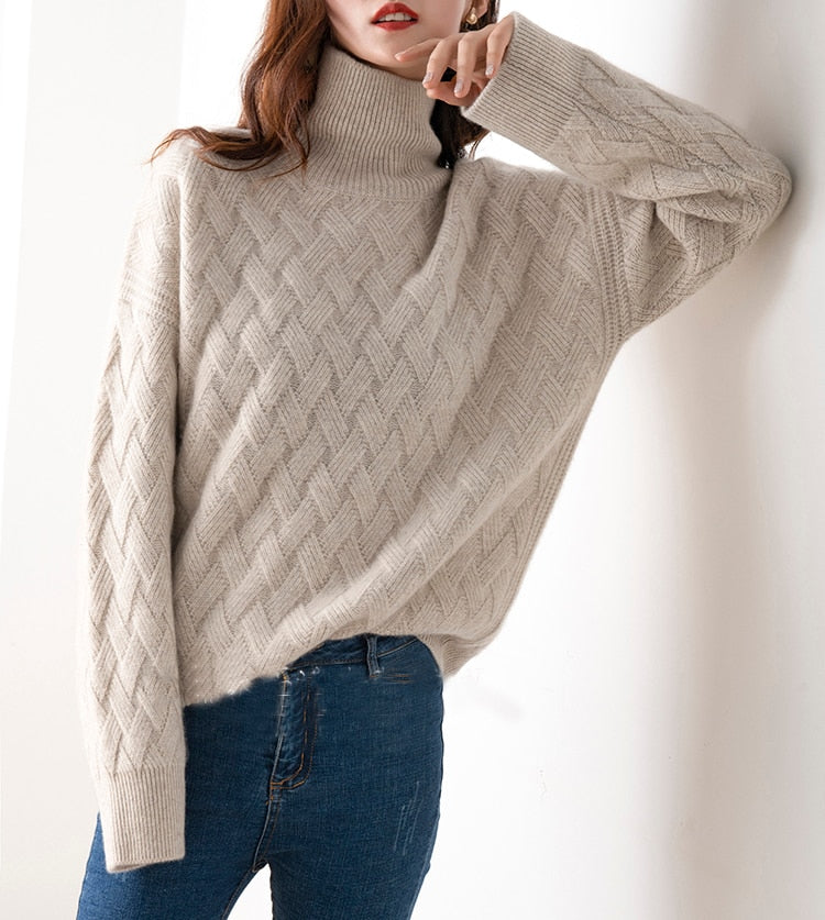 Vera Cable Cashmere Turtleneck Sweaters - 3 Colors