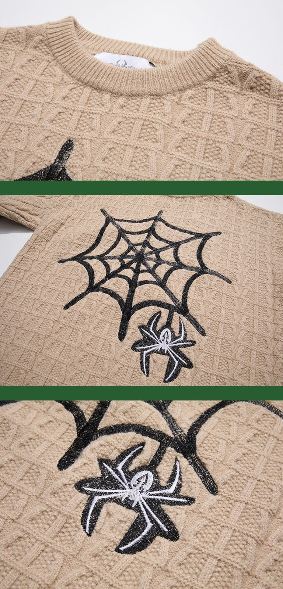 Vintage Spider Web Embroidery Oversized Sweaters