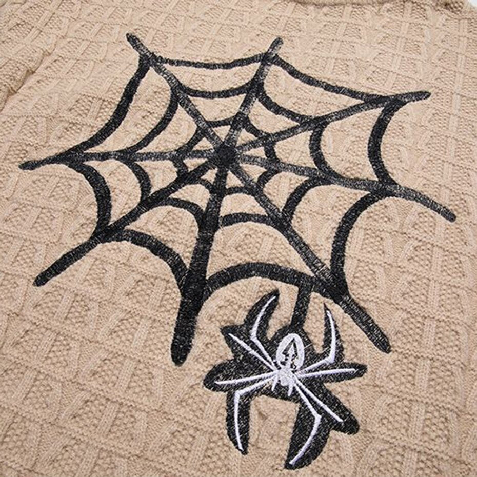 Vintage Spider Web Embroidery Oversized Sweaters