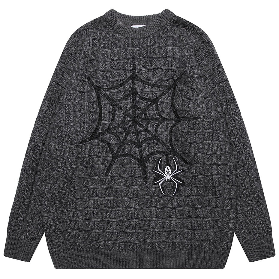 Vintage Spider Web Embroidery Oversized Sweaters