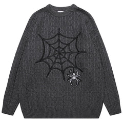 Vintage Spider Web Embroidery Oversized Sweaters