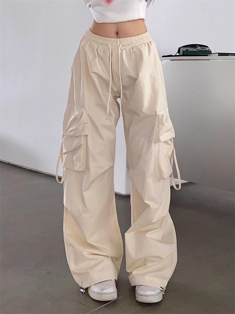 Women Y2K Cargo Pants High Waist Streetwear Hip Hop Trousers Female Big Pockets Casual Student Drawstring Baggy Sweatpants