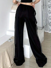 Retro Sport Black Contrast Baggy Sweatpants