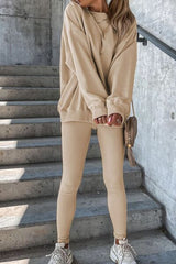 Round Neck Dropped Shoulder Sweatshirt and Pants Set