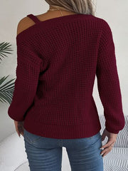 Asymmetrical Neck Long Sleeve Sweater