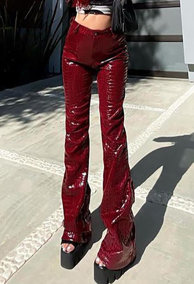 Flare Leg Pu Leather Pants