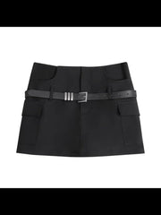 2024 New Fashion Elegant Grey Belt Safety Pants Wrap Short Skirt