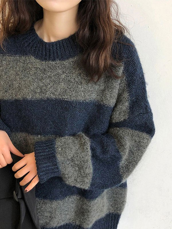 Striped Oversized Basic Sweater