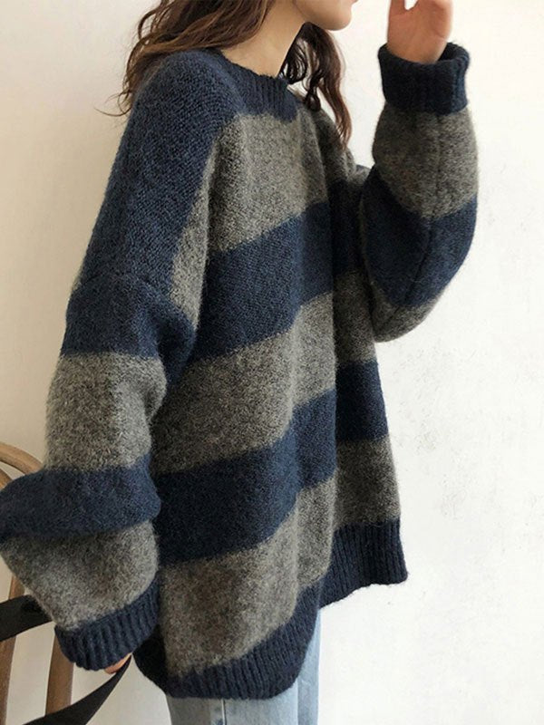 Striped Oversized Basic Sweater