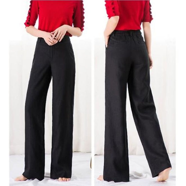 linen wide-leg pants summer thin casual pants women's loose  thin cotton  linen women's drape high waist straight long pants