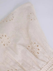White Vintage Knot Front Knit Embroidered Tube Top